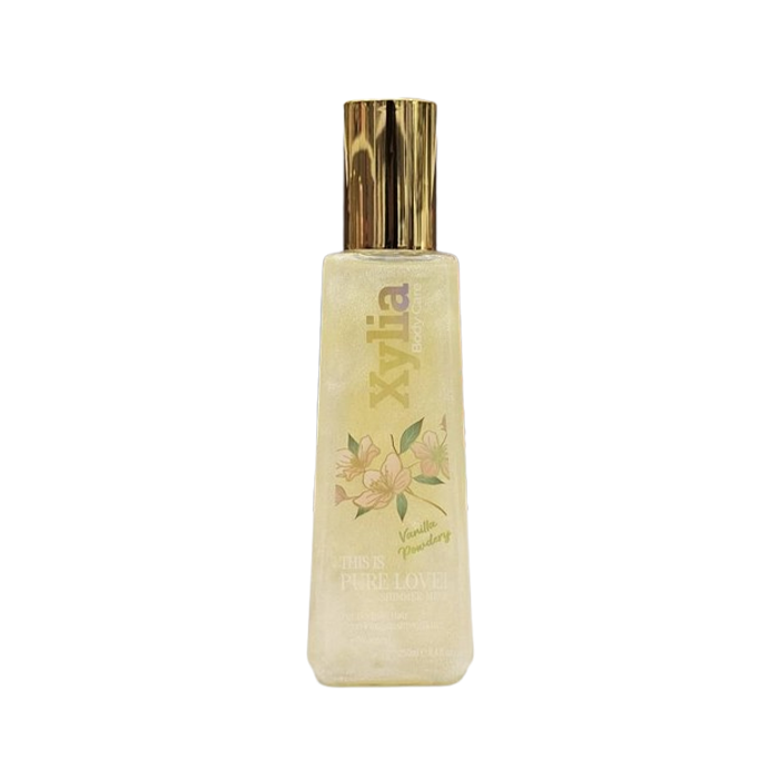خرید بادی اسپلش شاین دار ایکسلیا مدل vanilla powder dry حجم 250 میل | Atiyeh Cosmetic